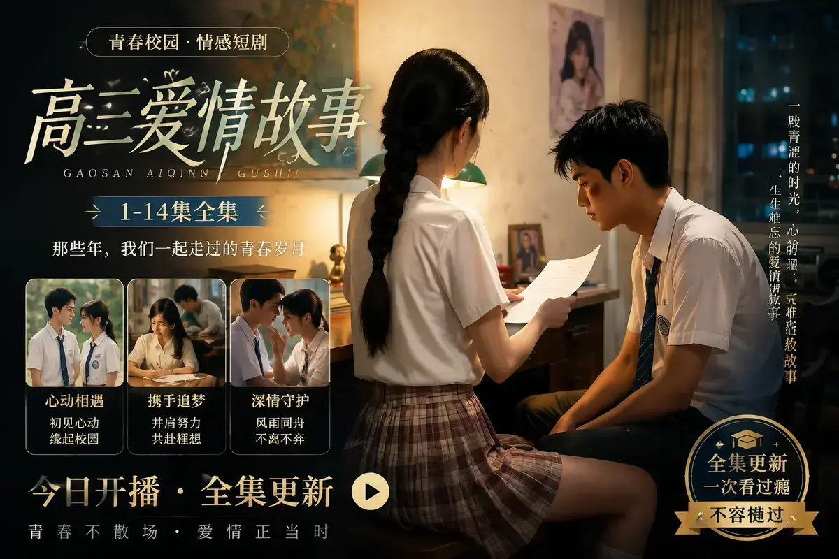 《AI 短剧高三爱情故事》高清完整版在线观看 - 高三爱情故事中字无删减版全集资源 - 校园恋曲误会虐心毕业告白 - 网盘下载流畅播放